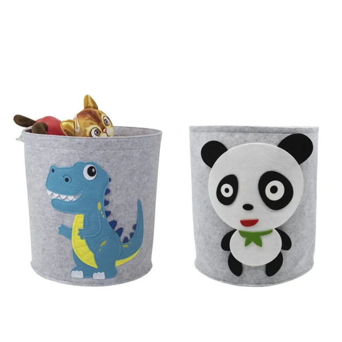 Panda & Dinosaur Felt Toy Storage Basket