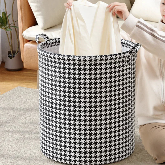 Foldable Houndstooth Laundry Hamper