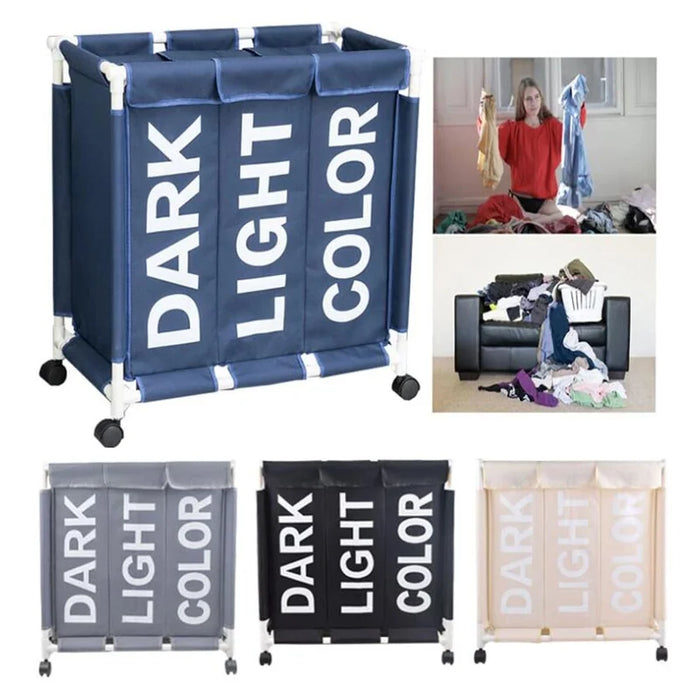 3-Grid Dirty Clothes Hamper with Lid