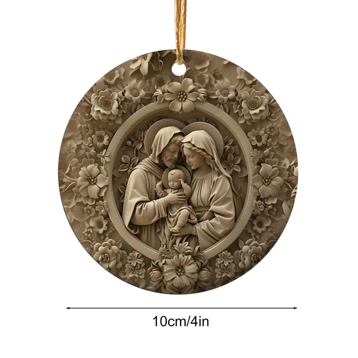 12x Wooden Nativity Scene Ornaments