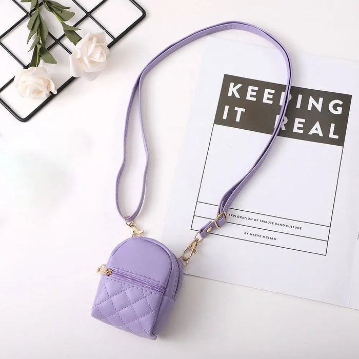 Portable Coin Purse New PU Leather Solid Color Crossbody bag Lightweight Mini Makeup Bag Women
