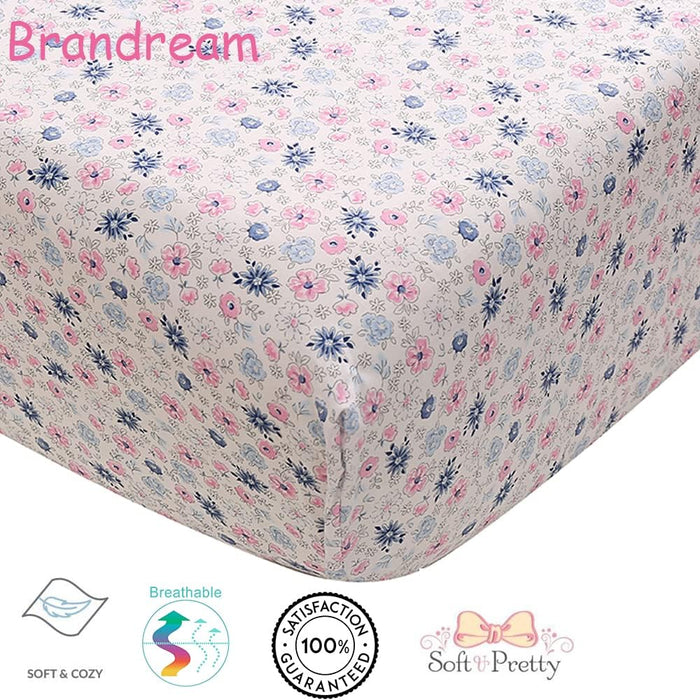 Pink Butterfly Floral Crib Bedding Sets for Girls | 4 Piece Nursery Set | Comforter, Fitted Crib Sheet, Crib Skirt, Diaper Stacker Included