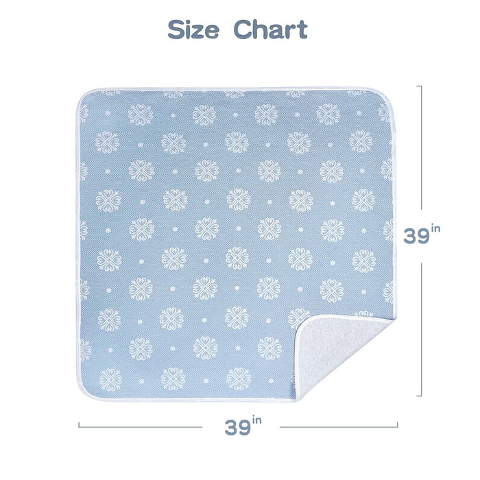 Organic Cotton Patterned Baby Crib Blanket for All Seasons - Warm, Breathable, Super Soft, Thick and Light Weight Quilted Toddler Blanket for Boys and Girls 39''X39'' Large - Blue Snow