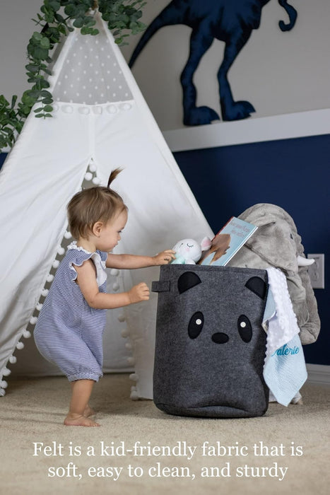 Kids’ Collapsible Laundry & Toy Basket – Felt Baby Hamper with Strong Handles & Cute Design – Kids & Baby Laundry Basket for Boys & Girls, Storage, Organization, Nursery by  - Panda