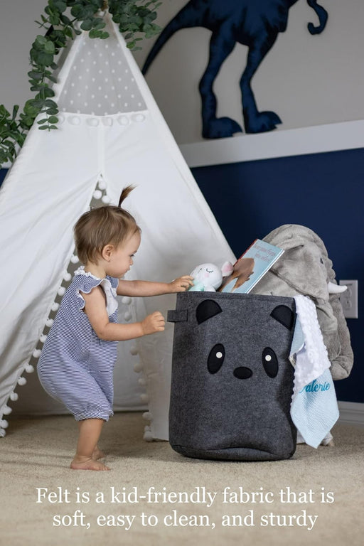 Kids’ Collapsible Laundry & Toy Basket – Felt Baby Hamper with Strong Handles & Cute Design – Kids & Baby Laundry Basket for Boys & Girls, Storage, Organization, Nursery by  - Panda