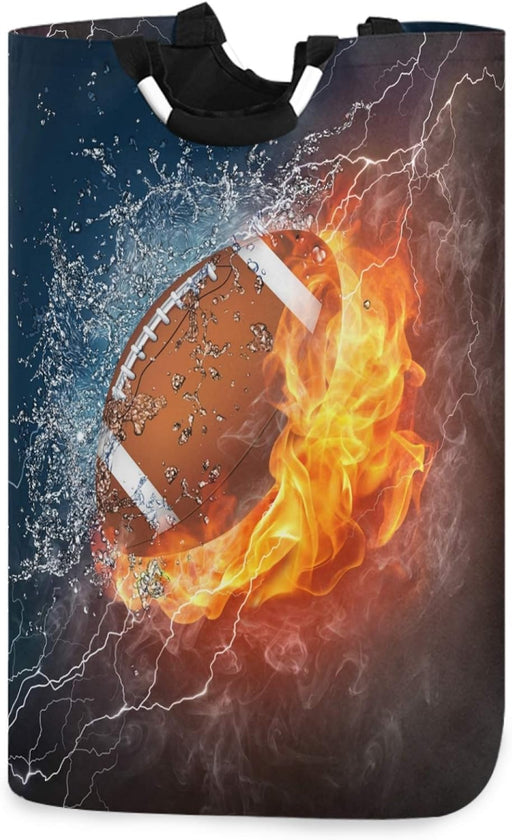 Cool American Football 3D Print Large Capacity Laundry Hamper Basket Water-Resistant Oxford Cloth Storage Baskets for Bedroom, Bathroom, Dorm, Kids Room
