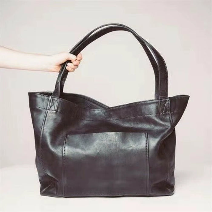 Women Oversized Portable Travel Shoulder Bags Top-Handle Bags Soft Leather Handbags