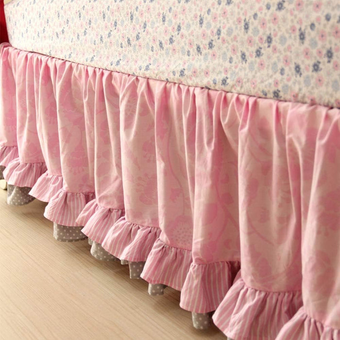 Pink Butterfly Floral Crib Bedding Sets for Girls | 4 Piece Nursery Set | Comforter, Fitted Crib Sheet, Crib Skirt, Diaper Stacker Included