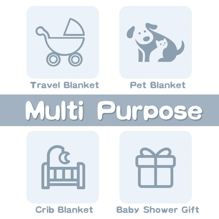 Organic Cotton Patterned Baby Crib Blanket for All Seasons - Warm, Breathable, Super Soft, Thick and Light Weight Quilted Toddler Blanket for Boys and Girls 39''X39'' Large - Blue Snow