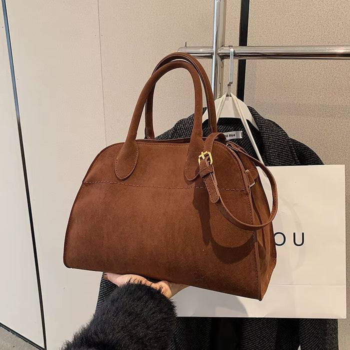 MOODS Branded Red Color Large Size Women Handbags Retro Pure Color Suede Shoulder Shopper Tote Bag 2024 Luxury Designer Handbags