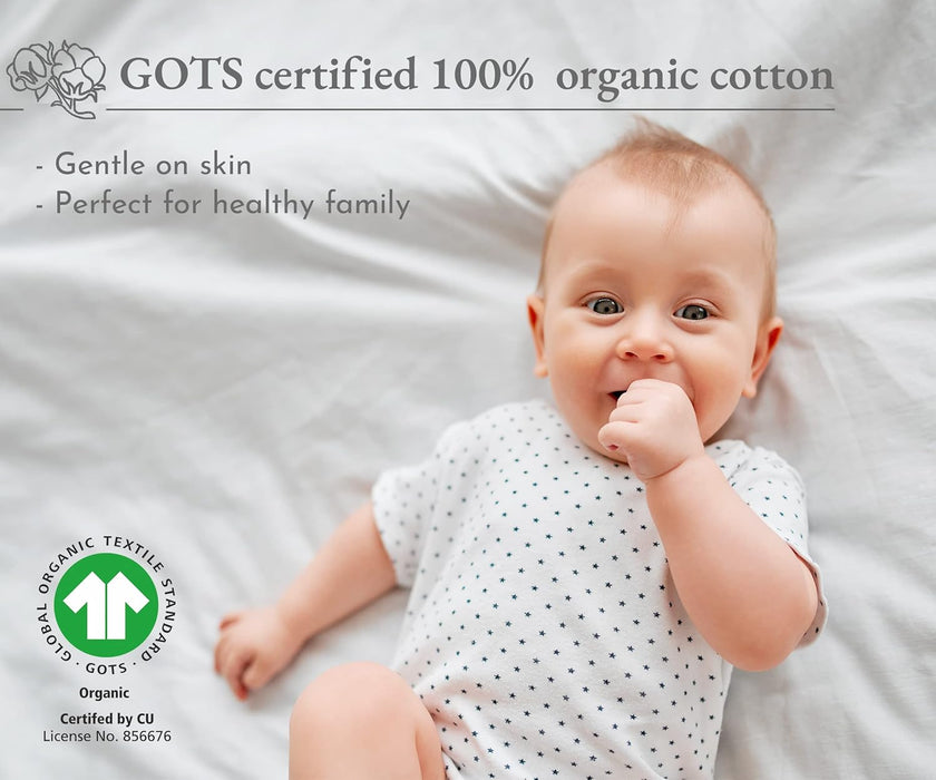 100% Organic Cotton Crib Sheets for Boys or Girls, Set of 2 Fitted Sheets, Cooling & Softest Baby Crib Sheets for Girl, Crib Mattress Sheet or Toddler Bed Sheets, Percale (Green)