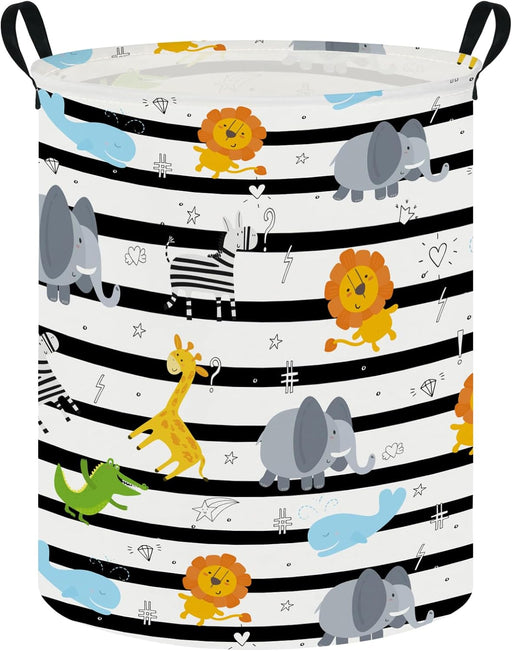 Baby Laundry Hamper & Kids Basket - Cute Waterproof Storage Bin, Kid-Friendly Clothes Organizer, Toys Box, and Playful Room Decor (Animal Jungle)