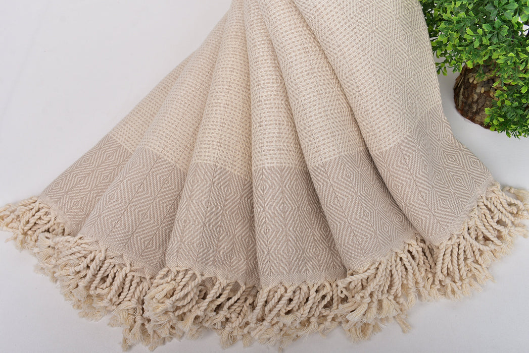 Organic Towel, Turkish Beach Towel, Beige Peshtemal, Diamond Towel, 40X71 Inches Quick Dry Towel, Bachelor Towel, Guest Towel,