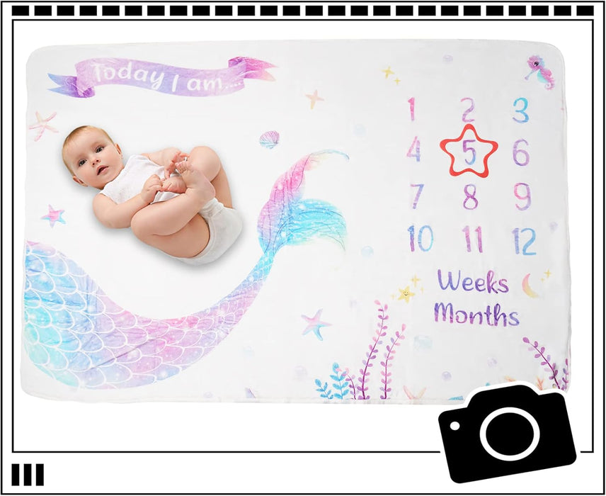 Baby Monthly Milestone Blanket, Organic Cotton 100% Pure Cotton Soft for Boy&Girl&Neutral, Photography Decor in Kindergarten Children Room (47"*47")