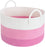 Xxxlarge Pink Woven Rope Basket | Wide 21" X 14" Blanket Storage Basket with Long Handles Decorative Clothes Hamper Basket | Extra Large Baskets for Blankets Stuffed Animal Storage Basket