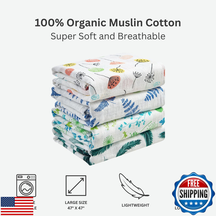 Margaux and May Organic Muslin Swaddle Blankets 2 Pack - GOTS Certified Organ