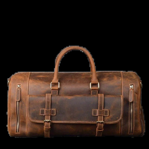 Vintage Crazy Horse Full Grain Leather Travel Duffel Luggage Bag, Overnight Weekend Leather Bags for Men'S & Women'S - 20 Inches