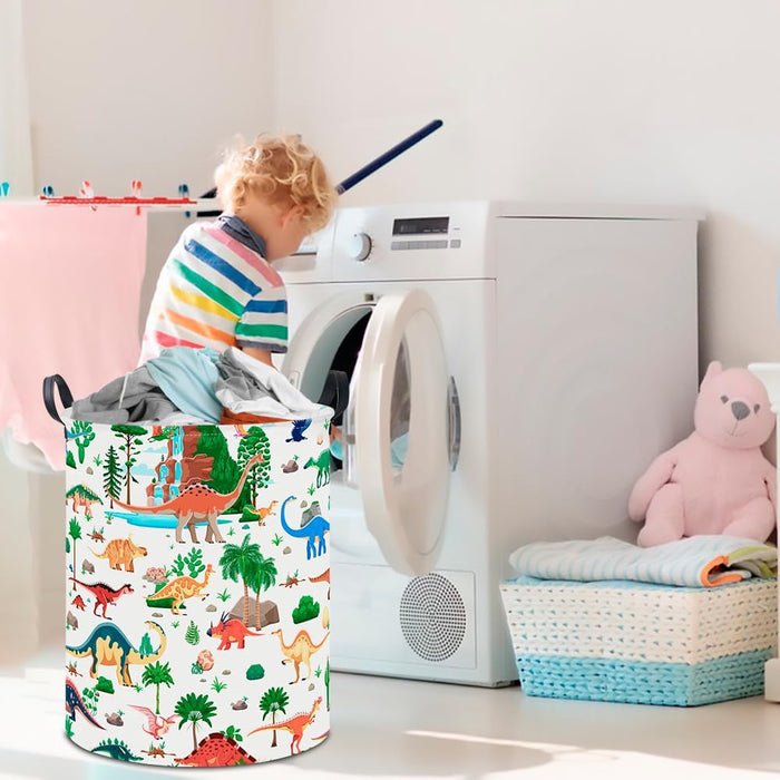 Large Laundry Basket,Waterproof Nursery Hamper,Collapsible Fabric Storage Container,Room Decor,Gift Basket（Ancient Dinosaurs