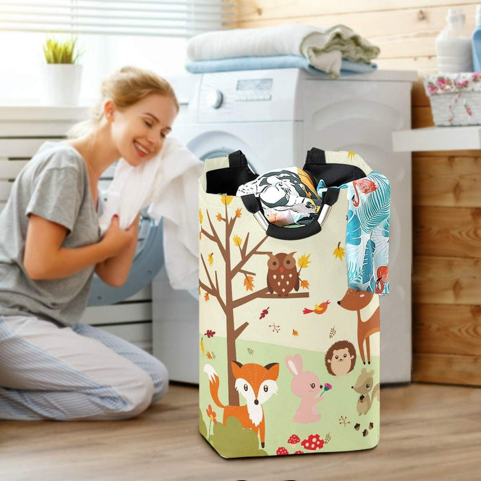 Forest Fox with Owls Large Storage Basket Collapsible Organizer Bin Laundry Hamper for Nursery Clothes Toys