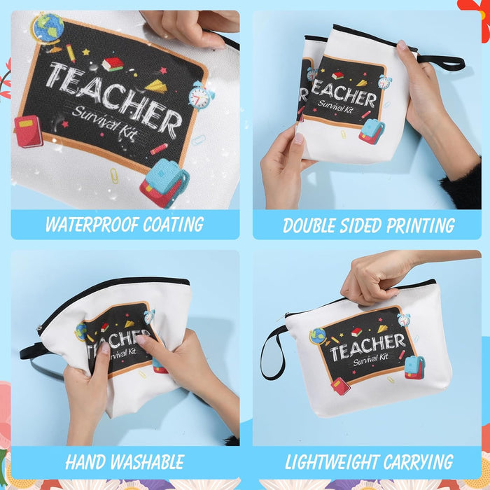 Makeup Bag, Teacher Gifts for Women, Teacher Appreciation Gifts Cosmetic Bag with Zipper, Large Capacity Canvas Travel Make up Bag Makeup Bag Birthday