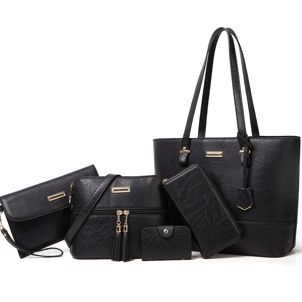 by  Women'S PU Leather Alligator Grain Fashion Handbag, Black