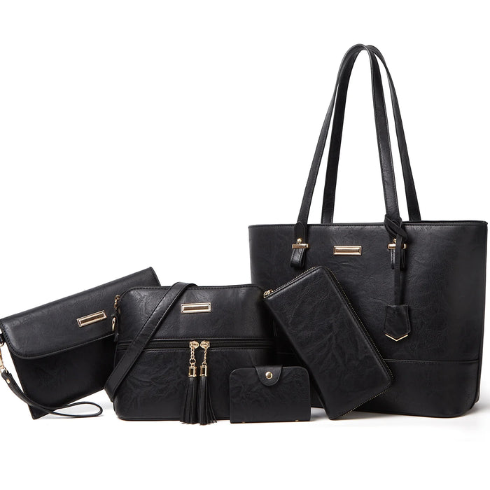 by  Women'S PU Leather Alligator Grain Fashion Handbag, Black