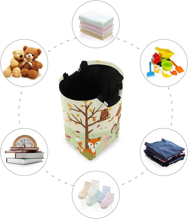 Forest Fox with Owls Large Storage Basket Collapsible Organizer Bin Laundry Hamper for Nursery Clothes Toys