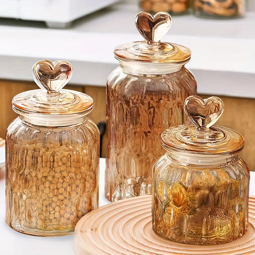 3-Piece Glass Storage Jars Set (650-1400ml)