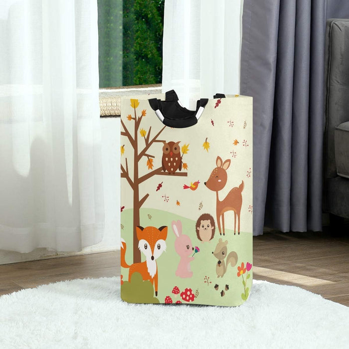 Forest Fox with Owls Large Storage Basket Collapsible Organizer Bin Laundry Hamper for Nursery Clothes Toys