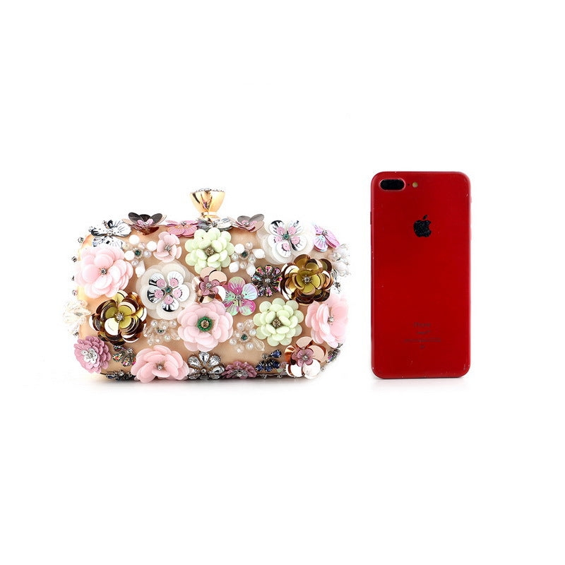 Flower Evening Bag Ladies European and American Banquet Clutch Evening Small Bag