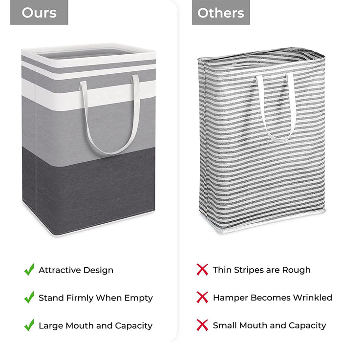 1Pack Large Laundry Basket 75L Each Waterproof Freestanding Laundry Hamper Collapsible Tall Clothes Hamper with Extended Handles for Clothes Toys in the Dorm and Family-Gradient Grey