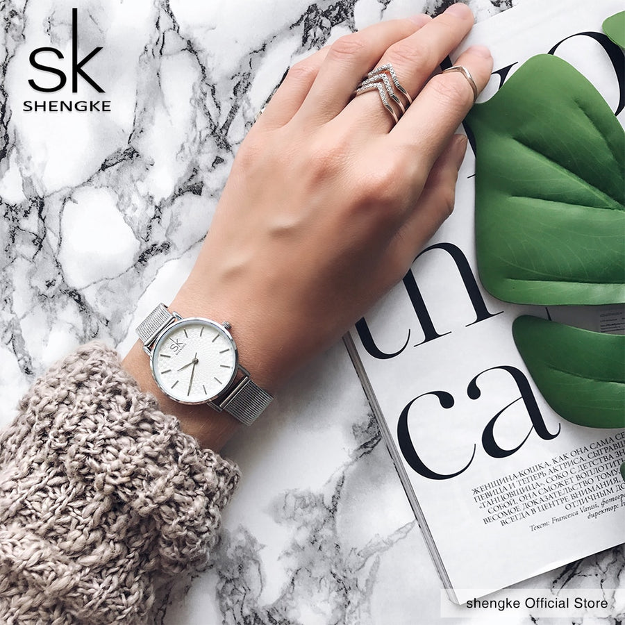 Super Slim Sliver Mesh Stainless Steel Luxury Wrist Watch