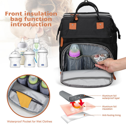 Diaper Bag Backpack With Changing Station, Baby Diaper Bags, Baby Shower Gifts, Multifunctional Diaper Backpack, Pacifier Case, Large Capacity, Black