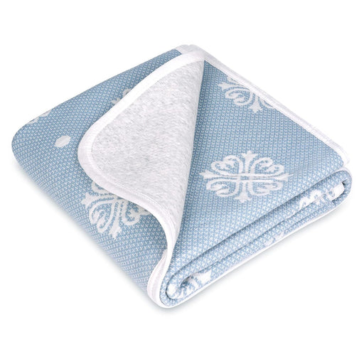 Organic Cotton Patterned Baby Crib Blanket for All Seasons - Warm, Breathable, Super Soft, Thick and Light Weight Quilted Toddler Blanket for Boys and Girls 39''X39'' Large - Blue Snow
