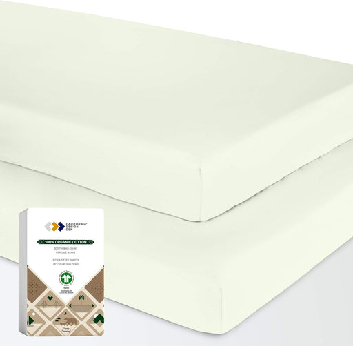 100% Organic Cotton Crib Sheets for Boys or Girls, Set of 2 Fitted Sheets, Cooling & Softest Baby Crib Sheets for Girl, Crib Mattress Sheet or Toddler Bed Sheets, Percale (Green)