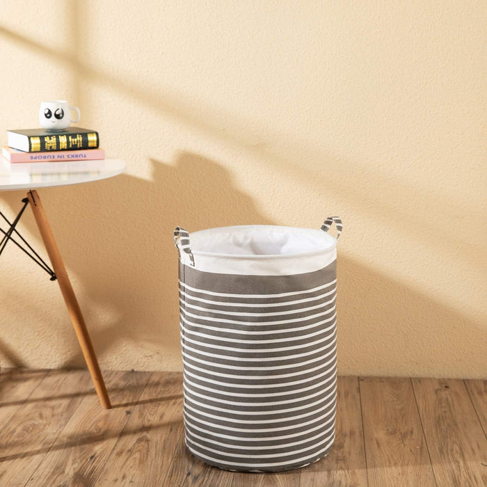 Waterproof Fabric Laundry Hamper Collapsible, 22 Inch Tall Grey Thickened Canvas Dirty Clothes Hampers for Bedroom, Kids Room Storage