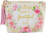 Makeup Pouch for Women Girls Canvas Travel Cosmetic Pouch Inspirational Floral Makeup Bags with Zipper and Tassels(White Flowers)