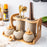 Ceramic Double-Layer Seasoning Jar Set with Bamboo Rack