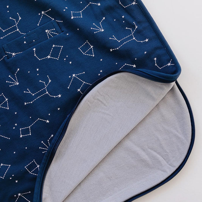 4 Season Ultimate Baby Sleeping Bag - Merino Wool and Organic Cotton - Universal Size Adjustable Sleep Sack for Baby - Two-Way Zipper Sleeping Bag (2-24 Months) - Night Sky