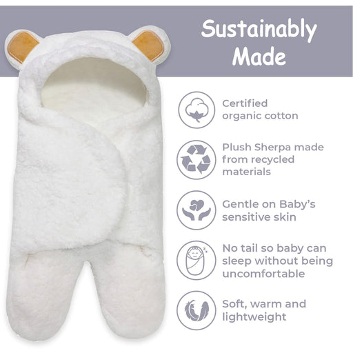 -Cute Bear Organic Newborn Swaddle Wrap-Gender Neutral Soft Baby Blanket, Newborn Baby Registry Gift (Golden Brown, 0-3M)