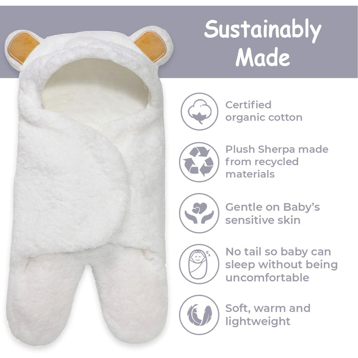 -Cute Bear Organic Newborn Swaddle Wrap-Gender Neutral Soft Baby Blanket, Newborn Baby Registry Gift (Golden Brown, 0-3M)