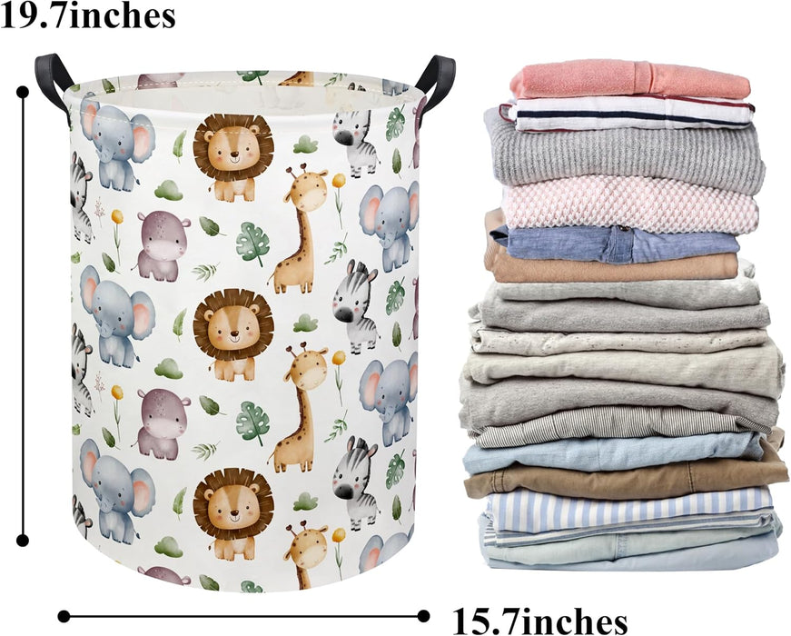 Baby Laundry Hamper Basket Baby Hamper for Nursery Boy and Girl Cute Kids Toys Storage Bin Organizer Animal Room Decor(Animal)