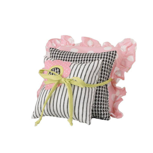 Poppy Cotton Black Pink White Polka Dot Floral Pillow Pack 15 In. X 15 In. 12 In. X 12 In. 10 In. X 10 In. (Set of 3)