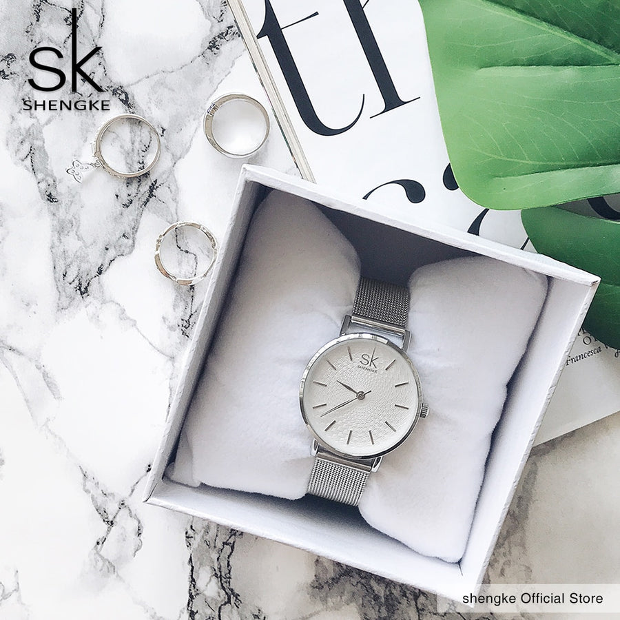 Super Slim Sliver Mesh Stainless Steel Luxury Wrist Watch