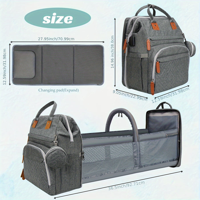 Diaper Bag Backpack With Changing Station, Baby Diaper Bags, Baby Shower Gifts, Multifunctional Diaper Backpack, Pacifier Case, Large Capacity, Grey, As Halloween, Chrismas Gift