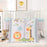 Grey Giraffe Crib Bedding Set for Boys Girls 3 Piece Lion Bird Monkey Animals Infant Nursery Baby Crib Comforter Set with Crib Bed Quilt Fitted Sheet Skirt Set for Standard Size Crib