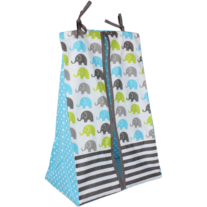 Baccate Classic Striped Elephants Animal Percale 10 Pieces, with Comforter Sheet Crib Skirt