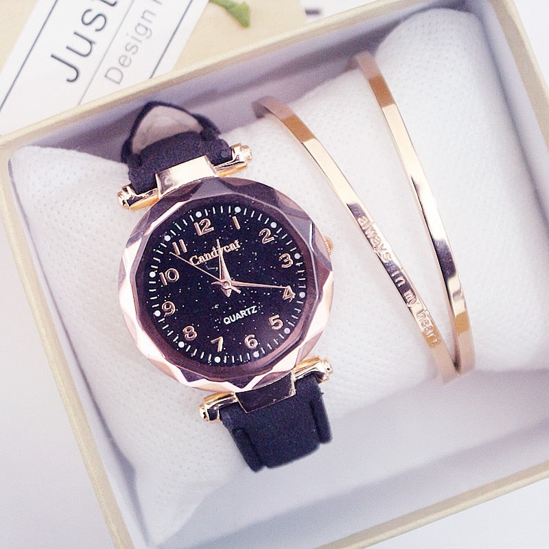 Starry Sky Women Watches  Leather Ladies Bracelet Watch