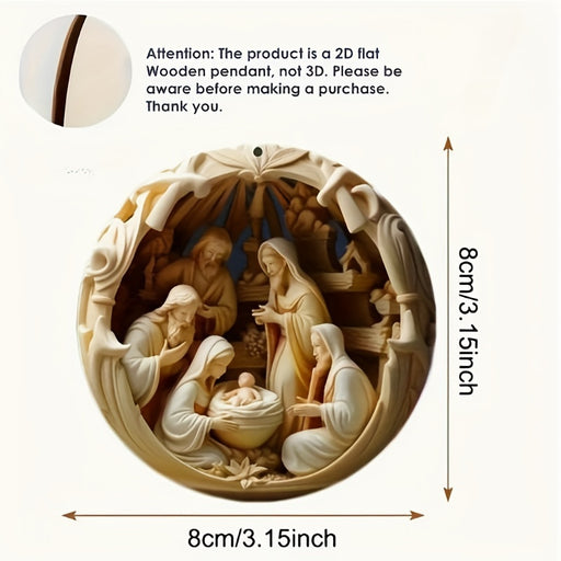 12pcs Handcrafted Wooden Nativity Scene Ornaments.