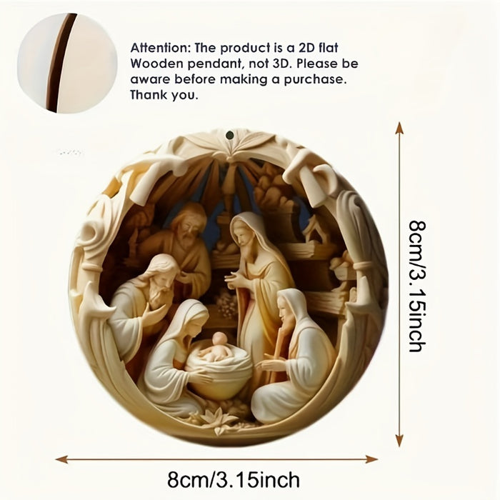 12pcs Handcrafted Wooden Nativity Scene Ornaments.